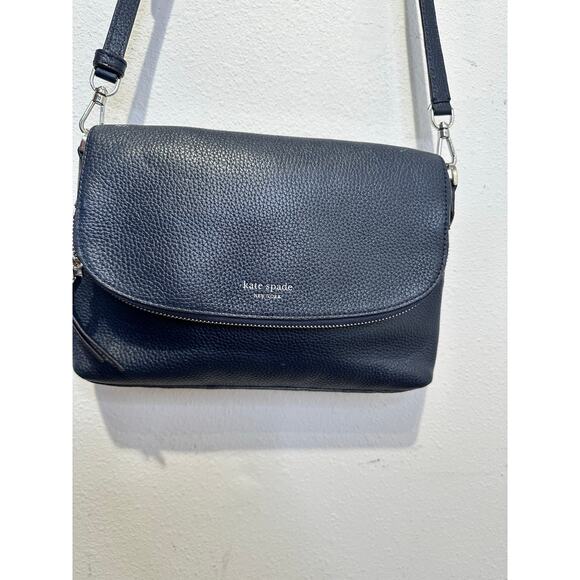 KATE SPADE NY Navy Polly LG Convertible Flap Zip Up Multi Pocket Crossbody Bag - Picture 3 of 14